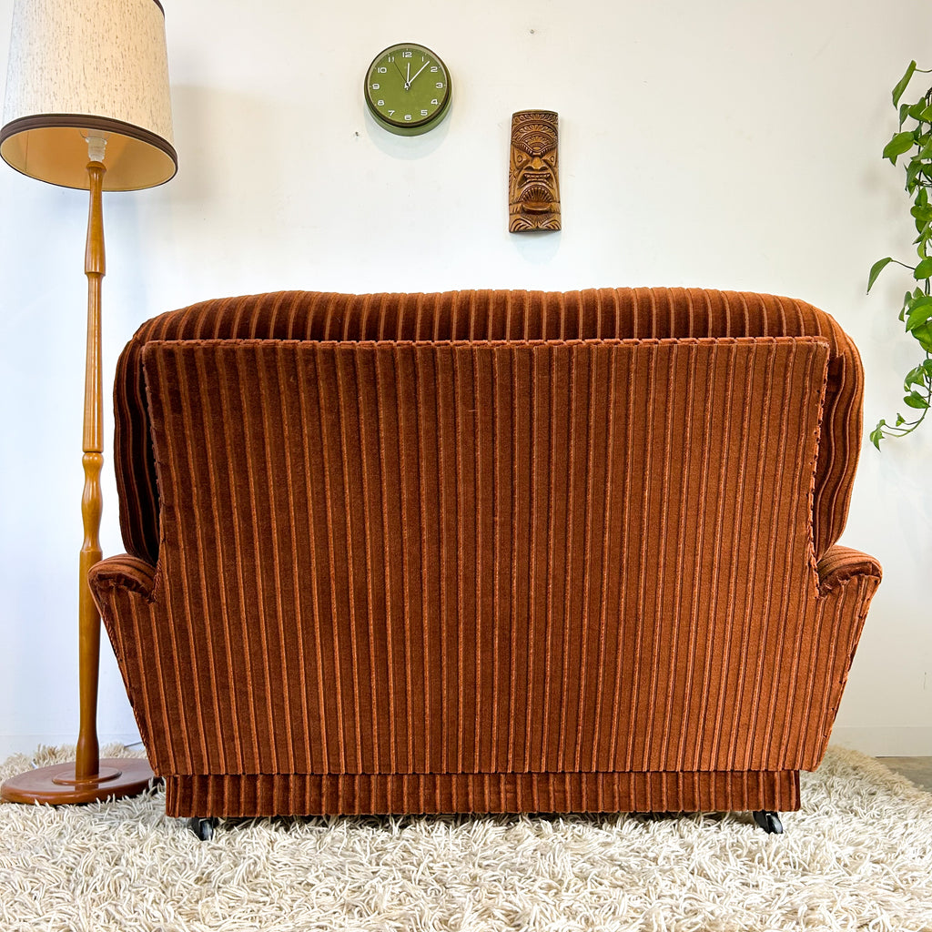 BROWN STRIPE VELOUR SOFA #1 - HEY JUDE WORKSHOP • Vintage furniture & objects Melbourne
