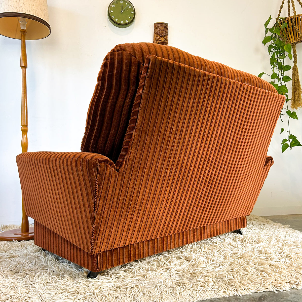 BROWN STRIPE VELOUR SOFA #1 - HEY JUDE WORKSHOP • Vintage furniture & objects Melbourne