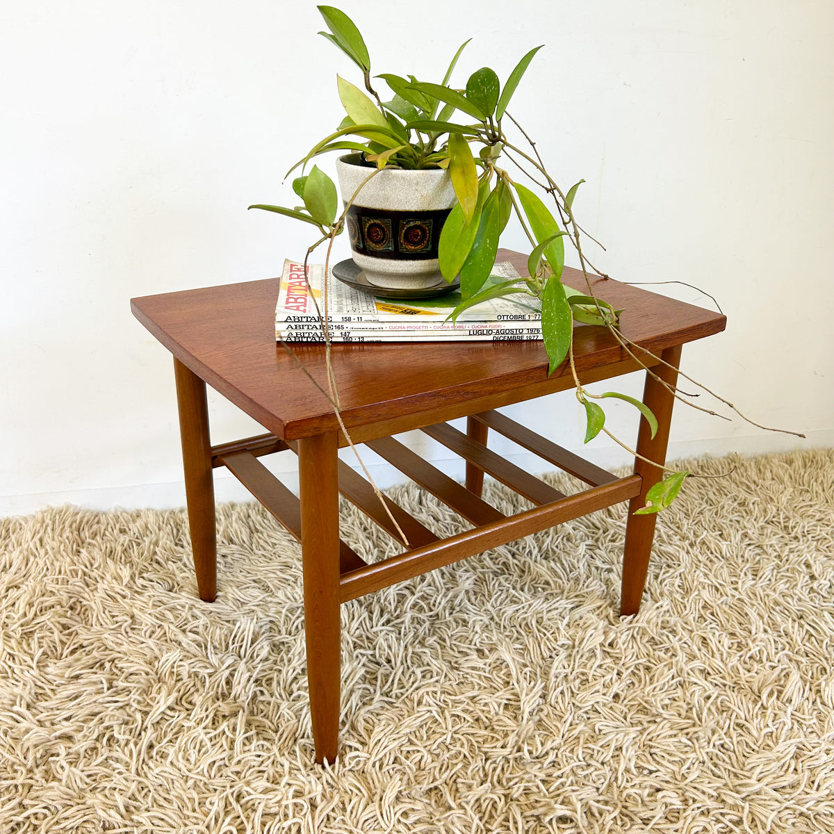 COFFEE TABLE WITH SLATTED MAGAZINE RACK - HEY JUDE WORKSHOP • Vintage furniture & objects Melbourne