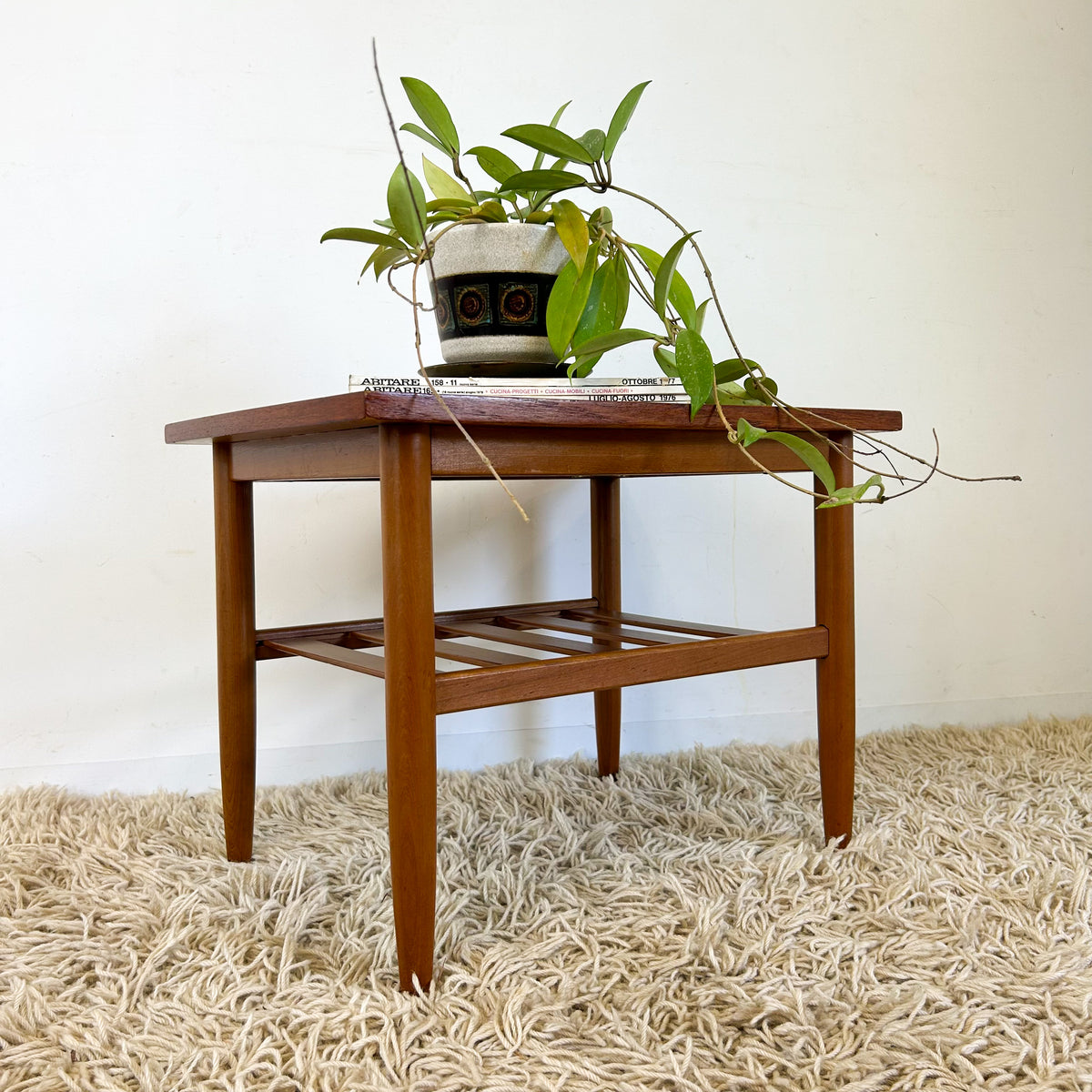 COFFEE TABLE WITH SLATTED MAGAZINE RACK - HEY JUDE WORKSHOP • Vintage furniture & objects Melbourne