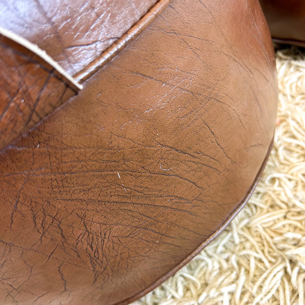 BROWN VINYL POUFFES - HEY JUDE WORKSHOP • Vintage furniture & objects Melbourne