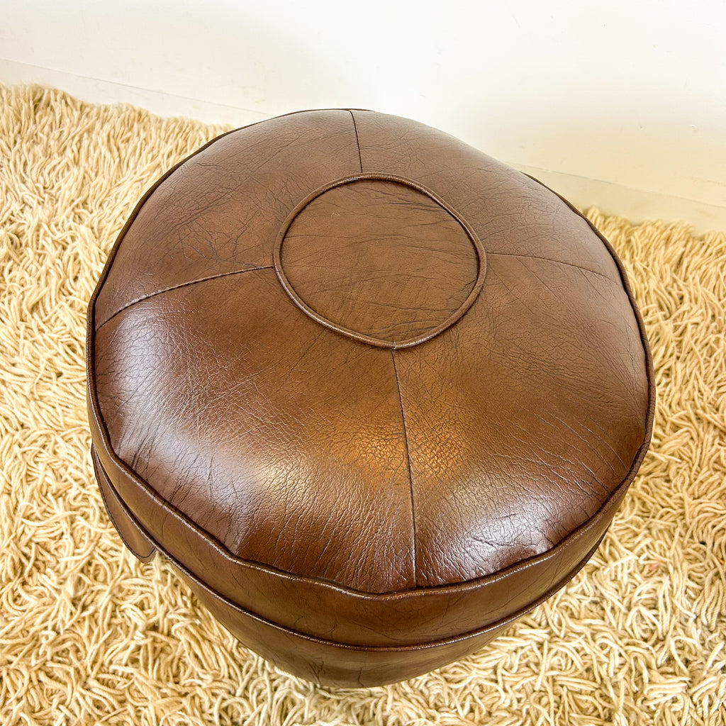 BROWN VINYL POUFFES - HEY JUDE WORKSHOP • Vintage furniture & objects Melbourne