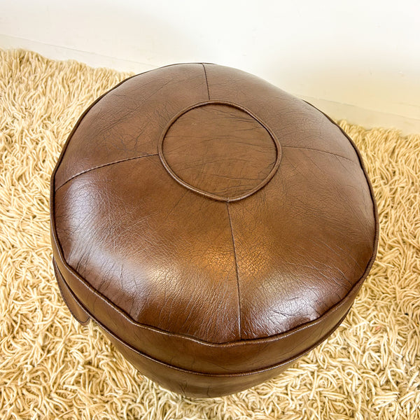 BROWN VINYL POUFFES - HEY JUDE WORKSHOP • Vintage furniture & objects Melbourne