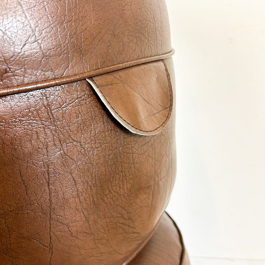 BROWN VINYL POUFFES - HEY JUDE WORKSHOP • Vintage furniture & objects Melbourne