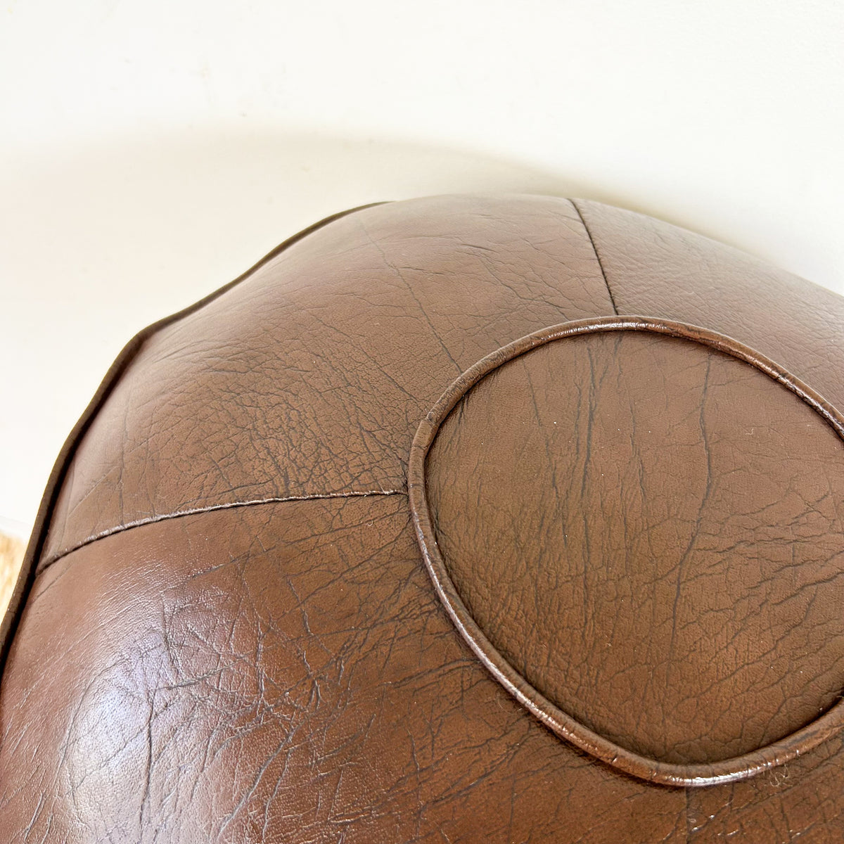 BROWN VINYL POUFFES - HEY JUDE WORKSHOP • Vintage furniture & objects Melbourne
