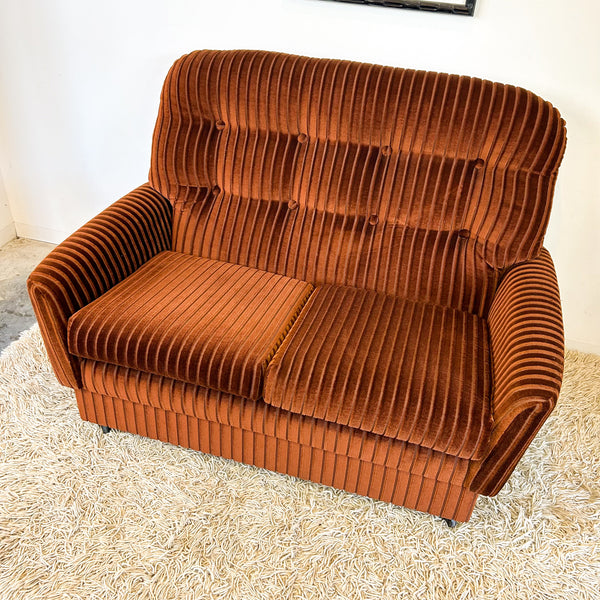 BROWN STRIPE VELOUR SOFA #2 - HEY JUDE WORKSHOP • Vintage furniture & objects Melbourne