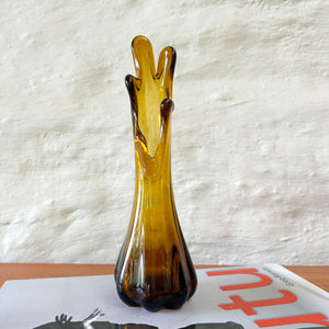 AMBER GLASS FINGER VASE