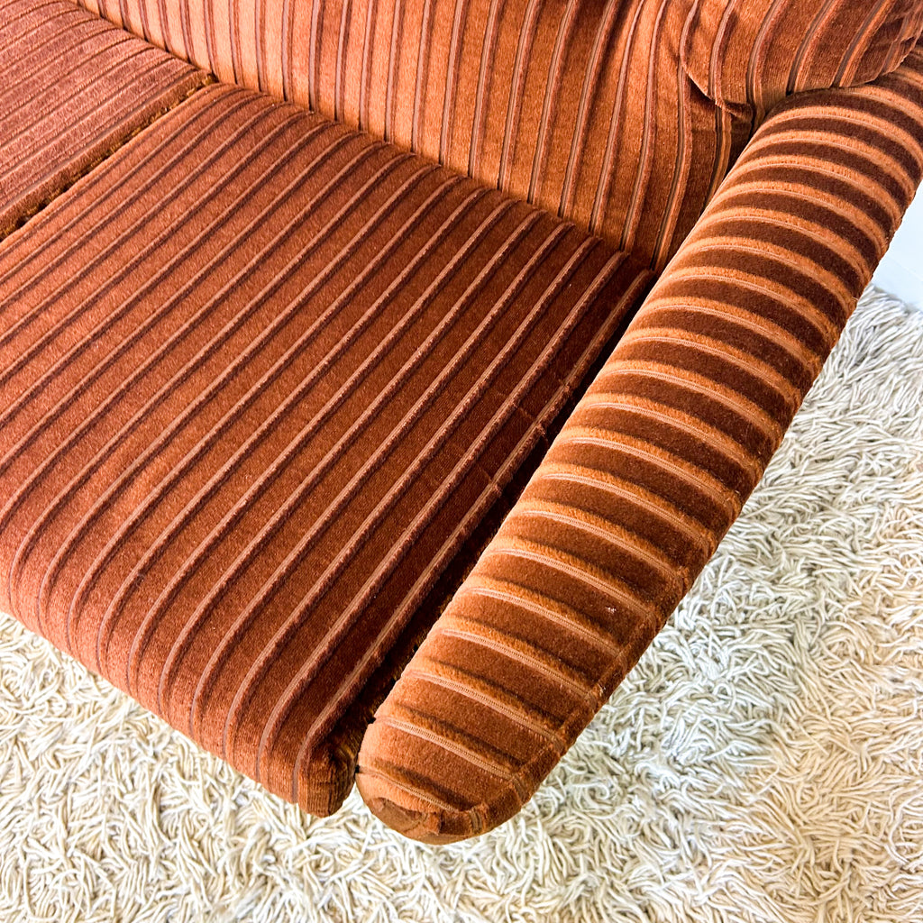 BROWN STRIPE VELOUR SOFA #2 - HEY JUDE WORKSHOP • Vintage furniture & objects Melbourne