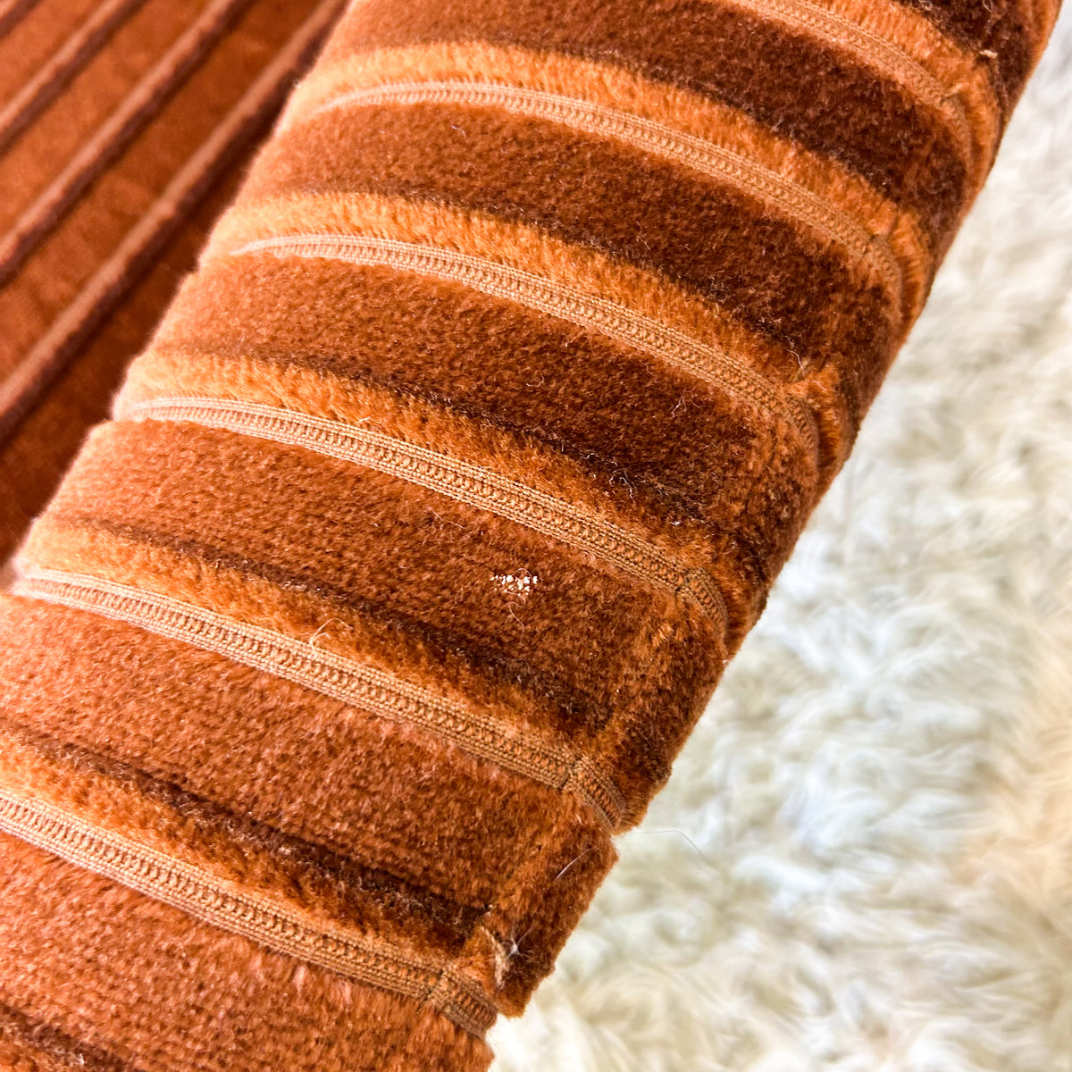 BROWN STRIPE VELOUR SOFA #2 - HEY JUDE WORKSHOP • Vintage furniture & objects Melbourne