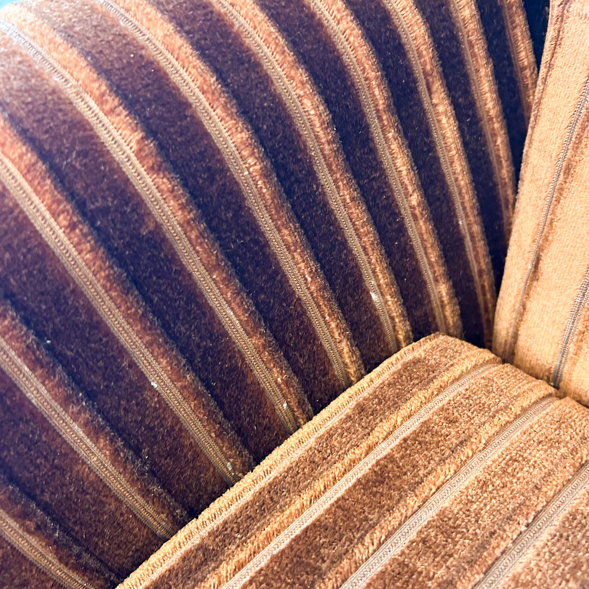 BROWN STRIPE VELOUR SOFA #2 - HEY JUDE WORKSHOP • Vintage furniture & objects Melbourne