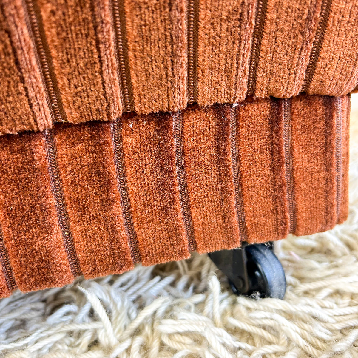 BROWN STRIPE VELOUR SOFA #2 - HEY JUDE WORKSHOP • Vintage furniture & objects Melbourne