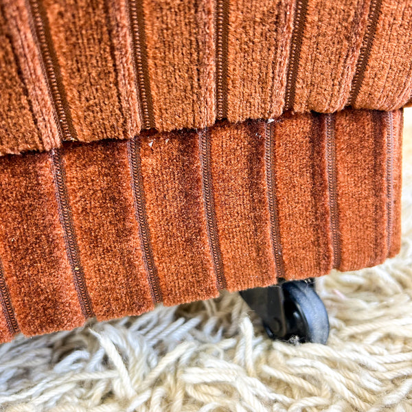 BROWN STRIPE VELOUR SOFA #2 - HEY JUDE WORKSHOP • Vintage furniture & objects Melbourne