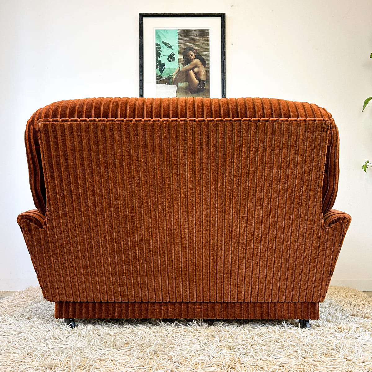 BROWN STRIPE VELOUR SOFA #2 - HEY JUDE WORKSHOP • Vintage furniture & objects Melbourne