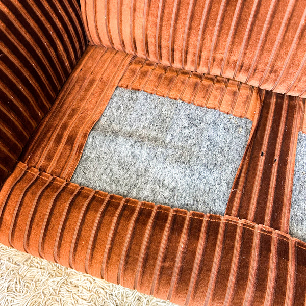 BROWN STRIPE VELOUR SOFA #2 - HEY JUDE WORKSHOP • Vintage furniture & objects Melbourne