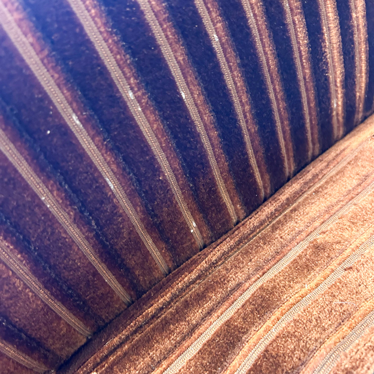 BROWN STRIPE VELOUR SOFA #2 - HEY JUDE WORKSHOP • Vintage furniture & objects Melbourne