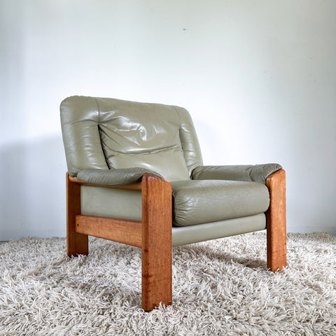 PARKER SAGE GREEN LEATHER ARMCHAIR #2