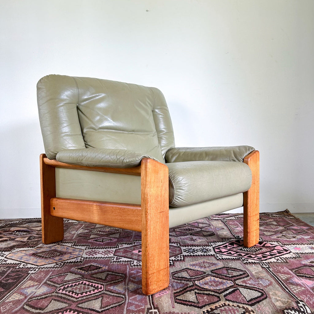 PARKER SAGE GREEN LEATHER ARMCHAIR #1