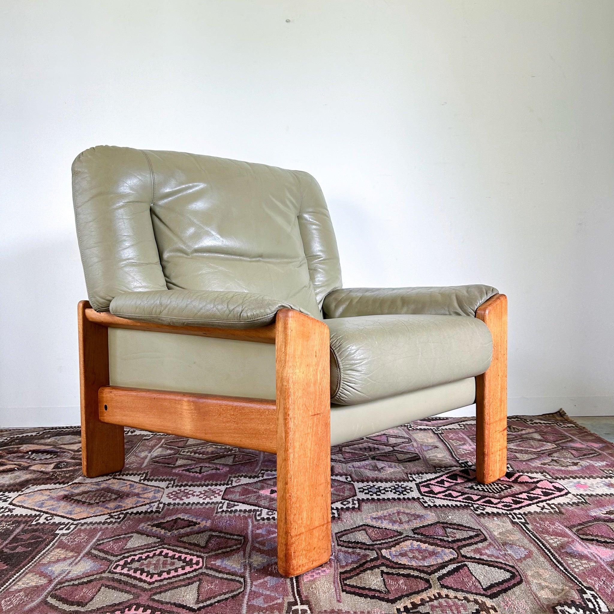 PARKER SAGE GREEN LEATHER ARMCHAIR #1