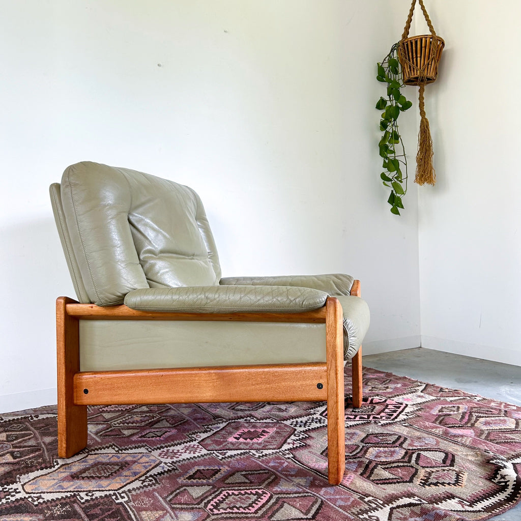 PARKER SAGE GREEN LEATHER ARMCHAIR #1