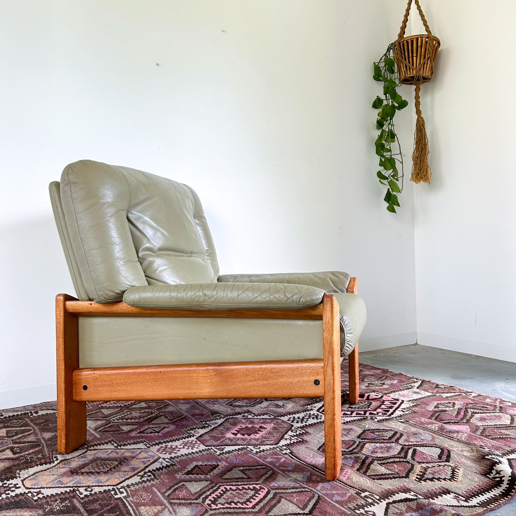 PARKER SAGE GREEN LEATHER ARMCHAIR #1