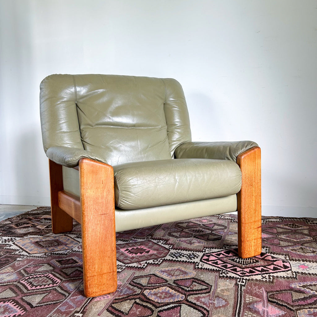 PARKER SAGE GREEN LEATHER ARMCHAIR #1