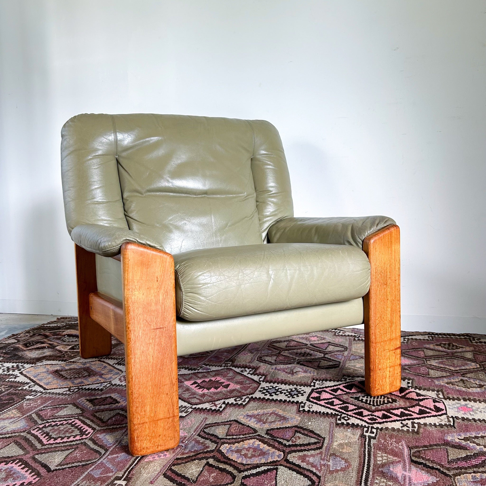 PARKER SAGE GREEN LEATHER ARMCHAIR #1