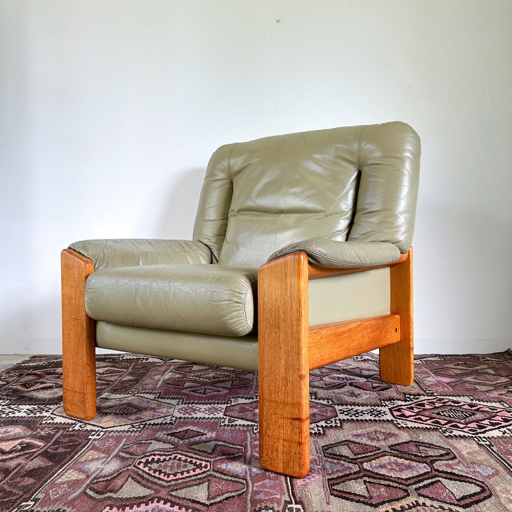 PARKER SAGE GREEN LEATHER ARMCHAIR #1