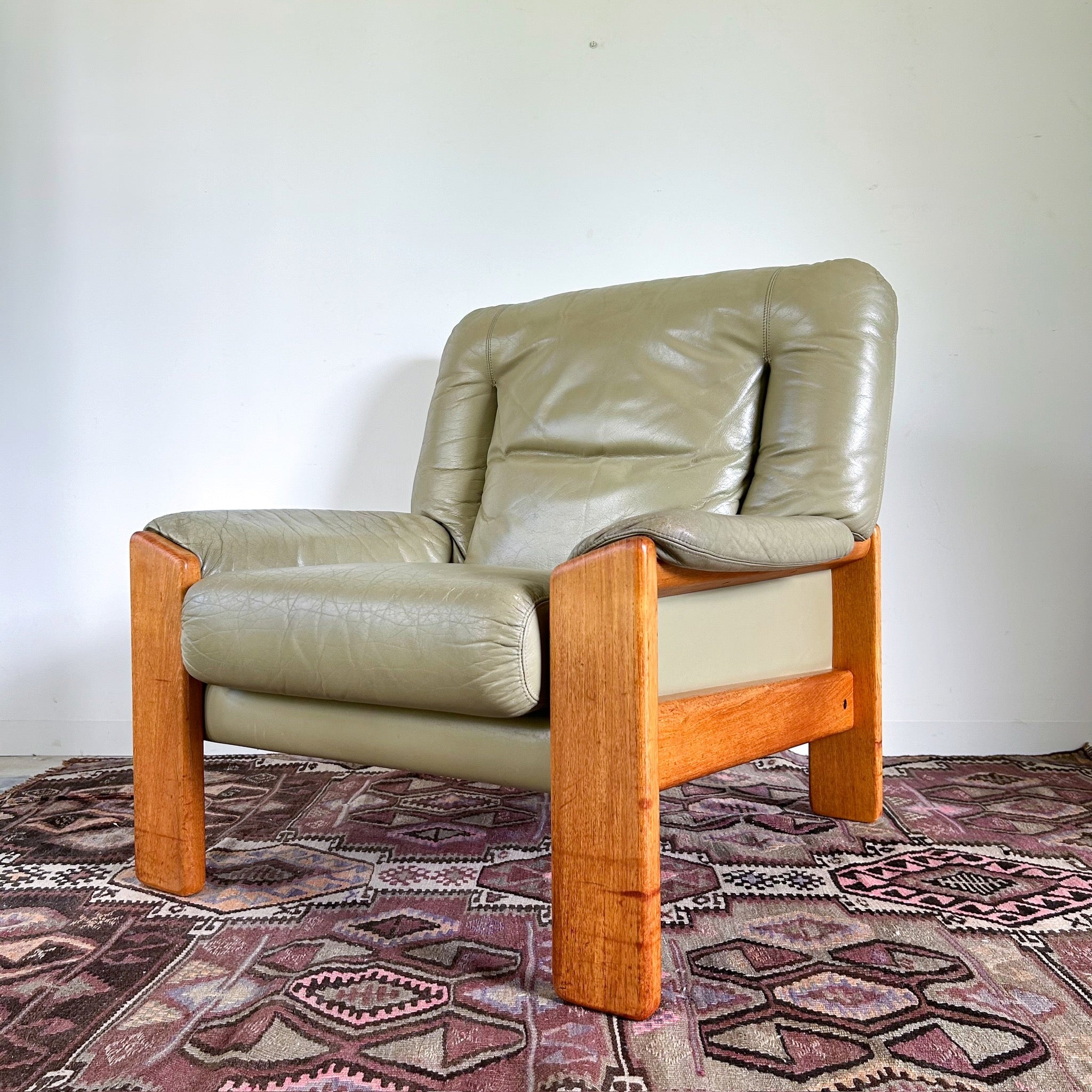 PARKER SAGE GREEN LEATHER ARMCHAIR #1