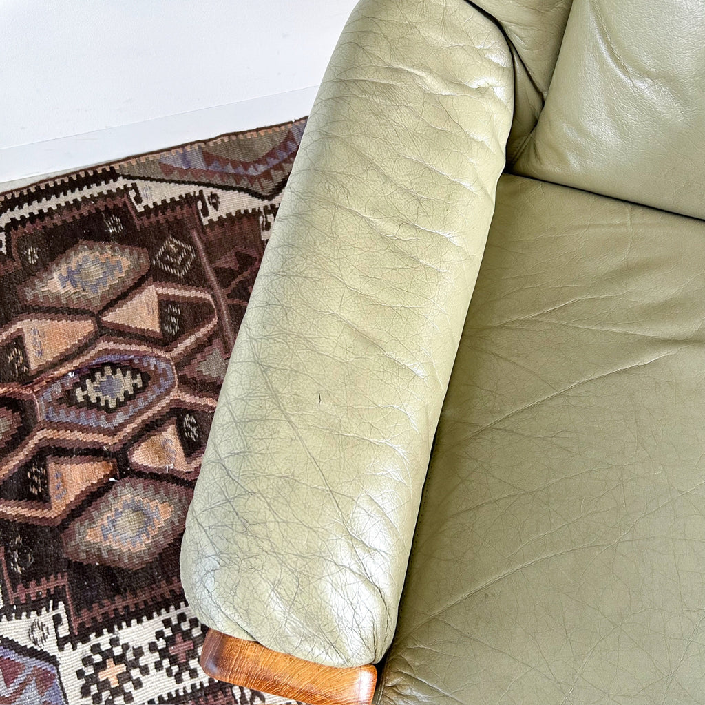 PARKER SAGE GREEN LEATHER ARMCHAIR #1