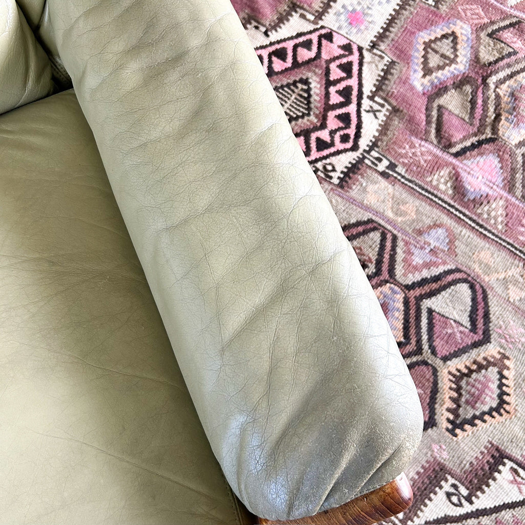 PARKER SAGE GREEN LEATHER ARMCHAIR #1