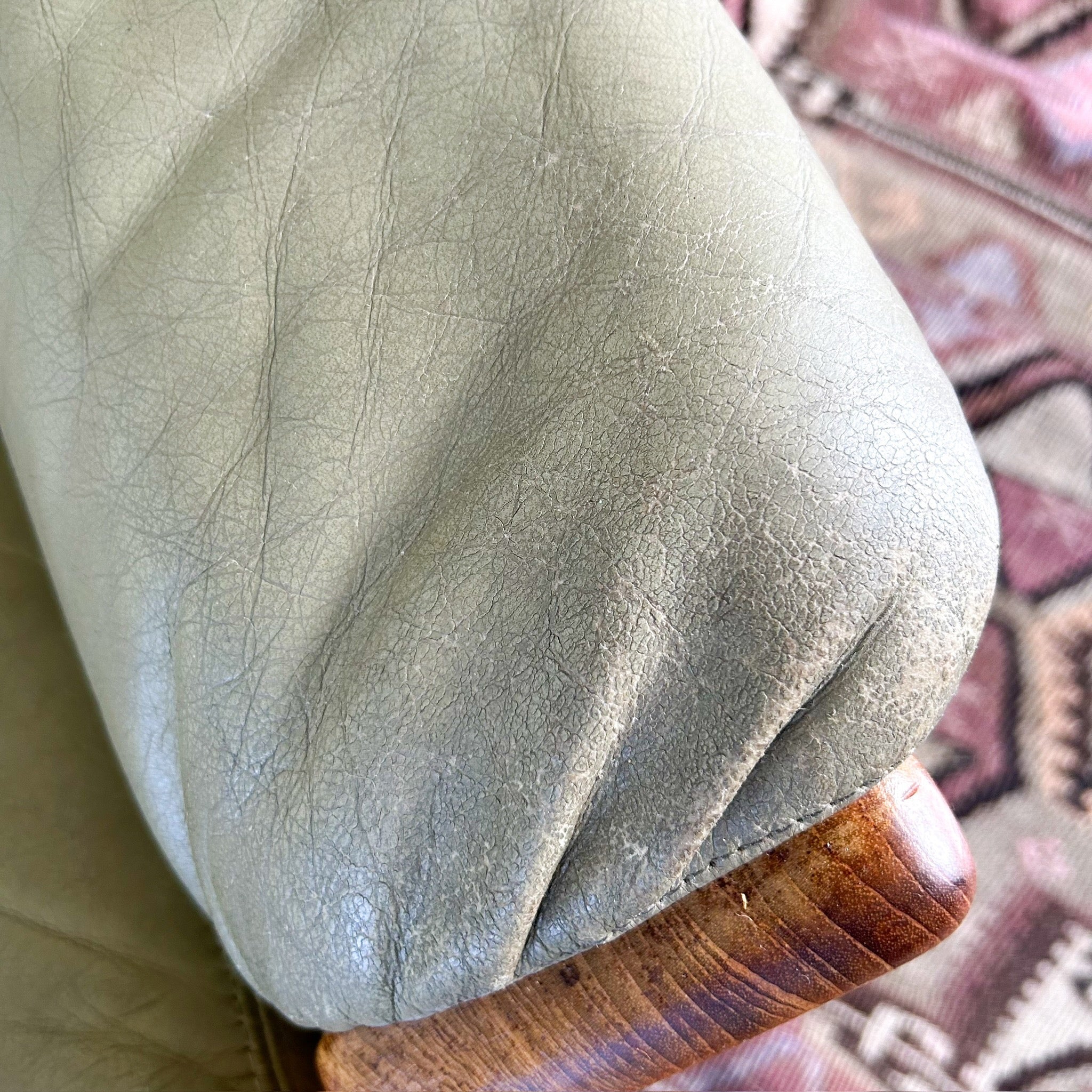 PARKER SAGE GREEN LEATHER ARMCHAIR #1