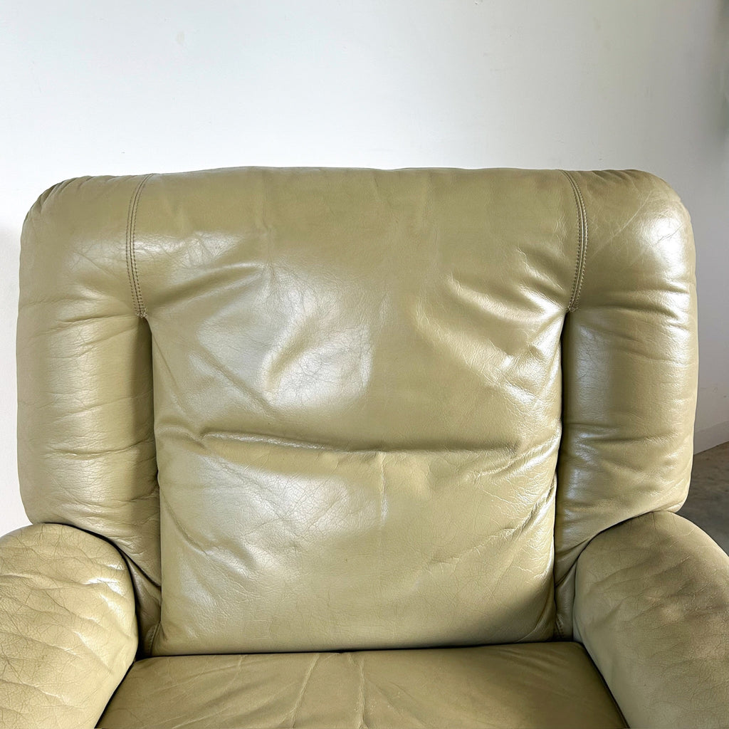 PARKER SAGE GREEN LEATHER ARMCHAIR #1