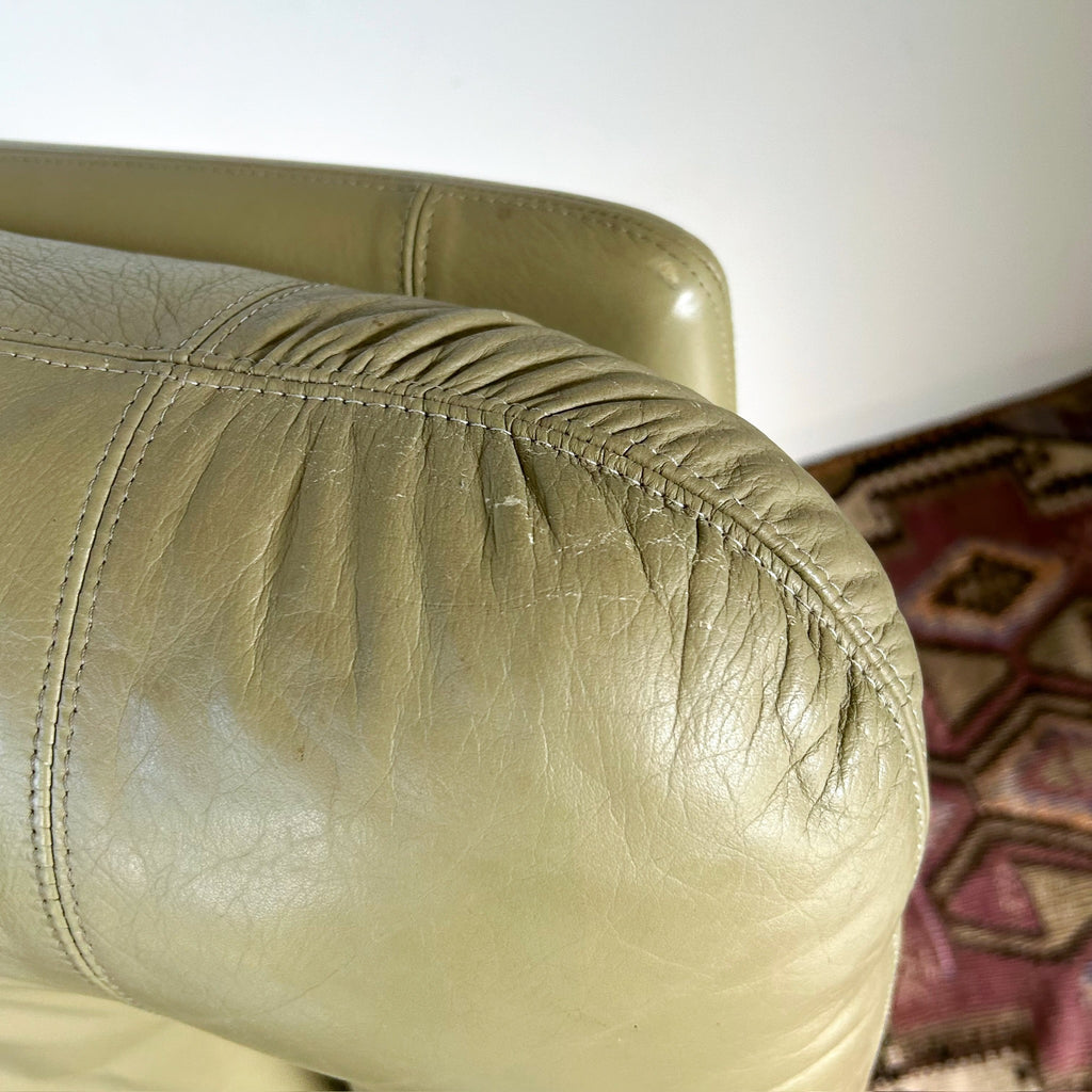 PARKER SAGE GREEN LEATHER ARMCHAIR #1