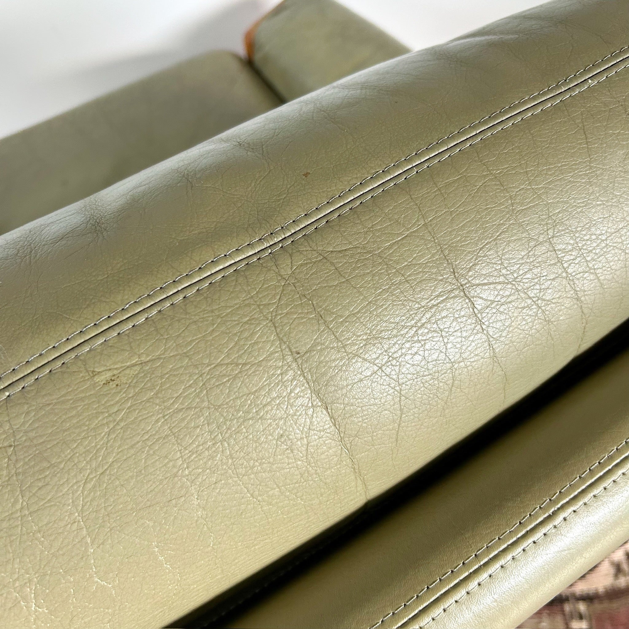 PARKER SAGE GREEN LEATHER ARMCHAIR #1