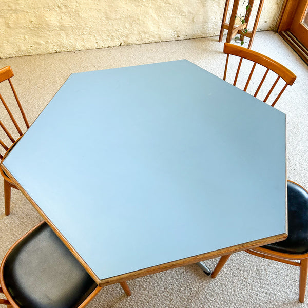 HEXAGONAL BLUE DINING TABLE