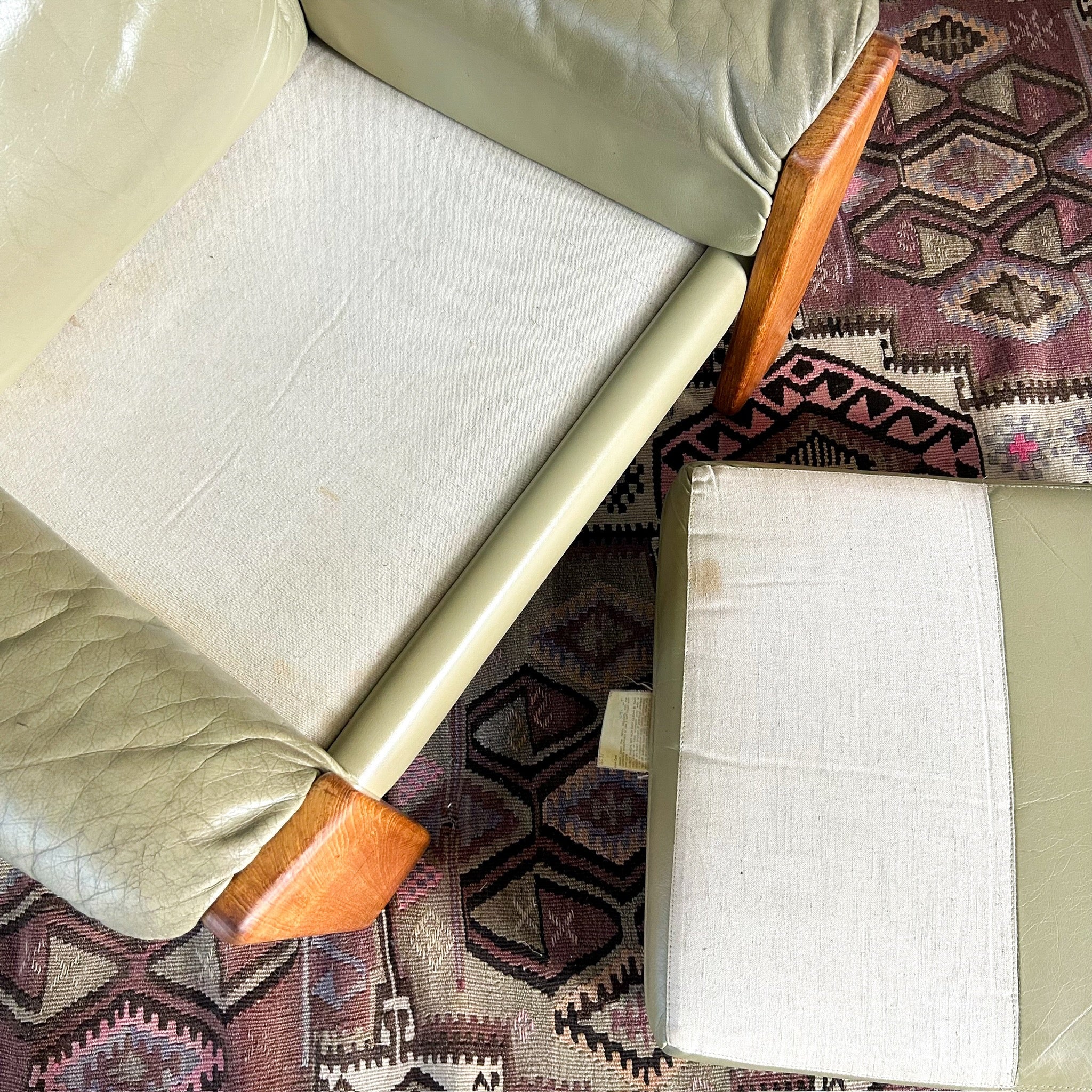 PARKER SAGE GREEN LEATHER ARMCHAIR #1