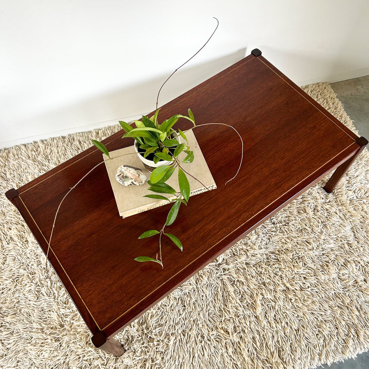 COFFEE TABLE WITH BRASS INLAY - HEY JUDE WORKSHOP • Vintage furniture & objects Melbourne