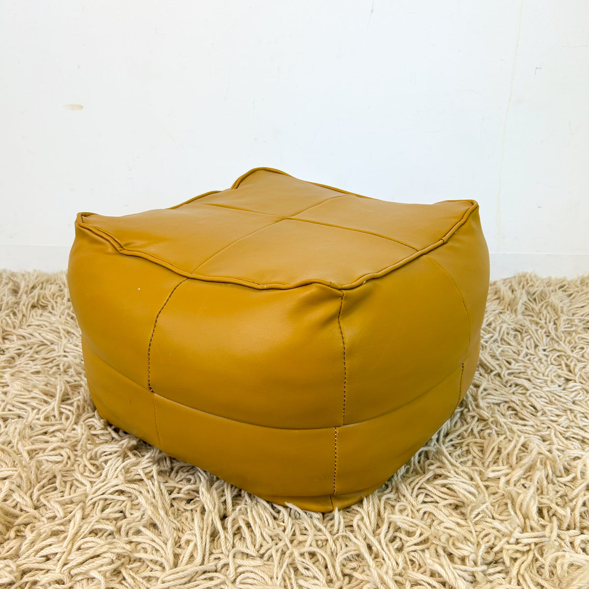 MUSTARD VINYL FOOTSTOOL - HEY JUDE WORKSHOP • Vintage furniture & objects Melbourne