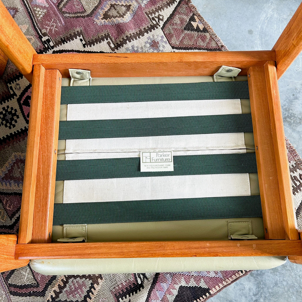PARKER SAGE GREEN LEATHER FOOTSTOOL