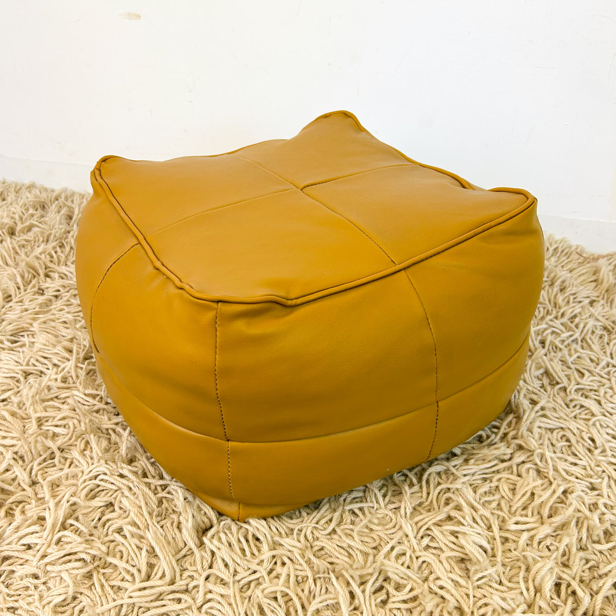 MUSTARD VINYL FOOTSTOOL - HEY JUDE WORKSHOP • Vintage furniture & objects Melbourne