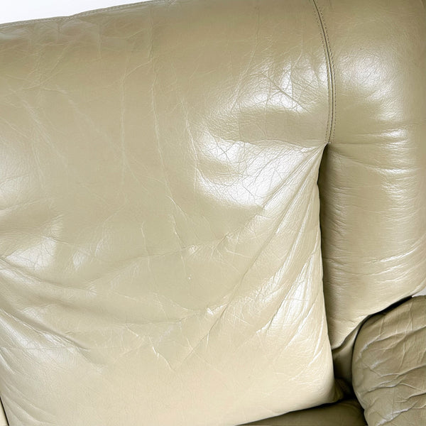 PARKER SAGE GREEN LEATHER TWO-SEATER SOFA