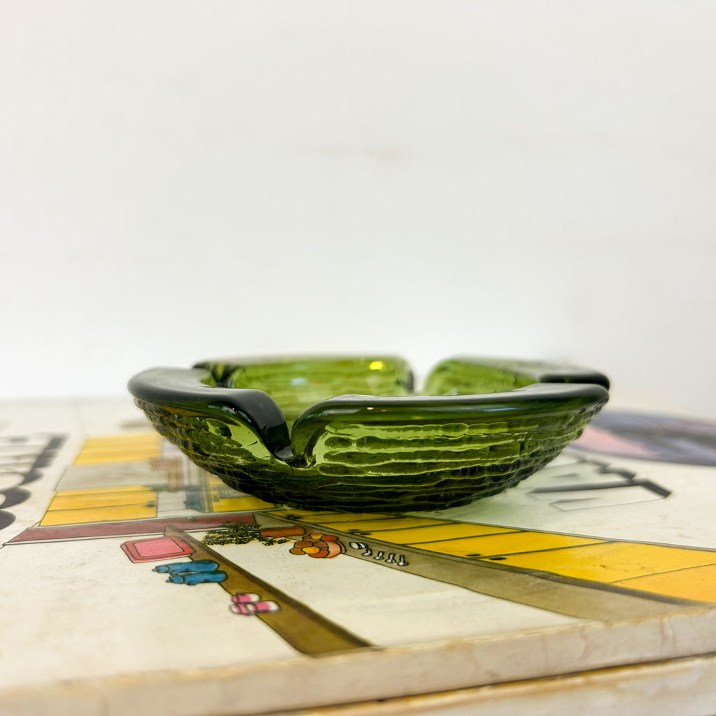 GREEN GLASS ASHTRAY - HEY JUDE WORKSHOP • Vintage furniture & objects Melbourne
