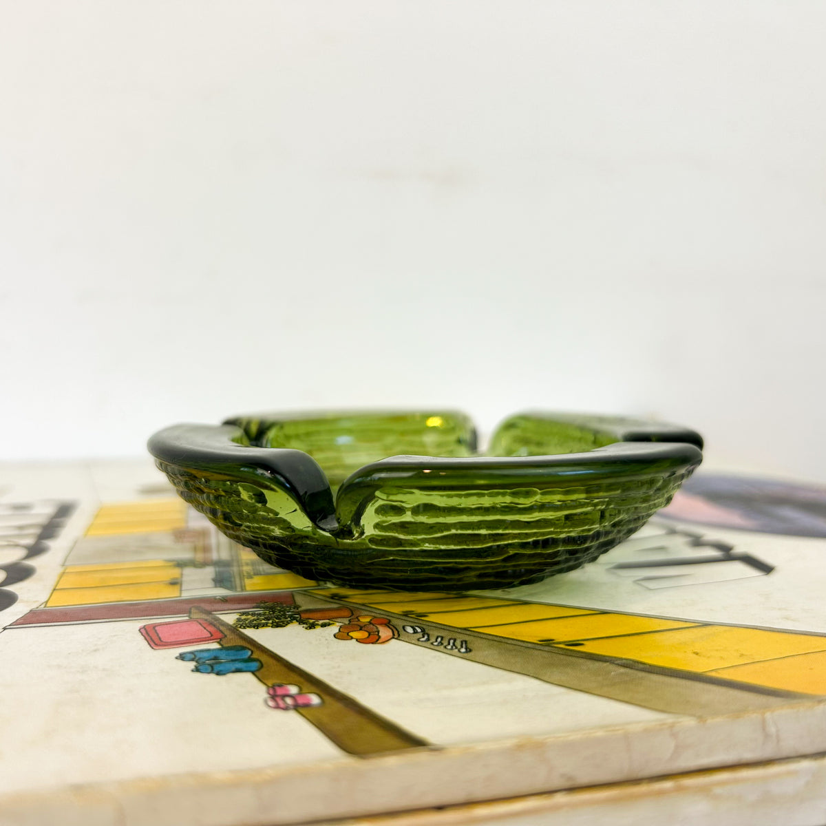GREEN GLASS ASHTRAY - HEY JUDE WORKSHOP • Vintage furniture & objects Melbourne