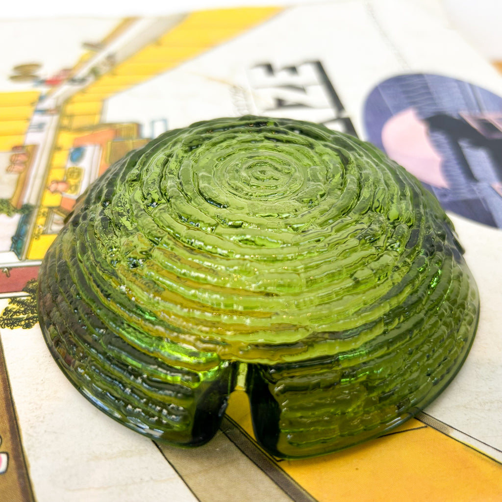 GREEN GLASS ASHTRAY - HEY JUDE WORKSHOP • Vintage furniture & objects Melbourne