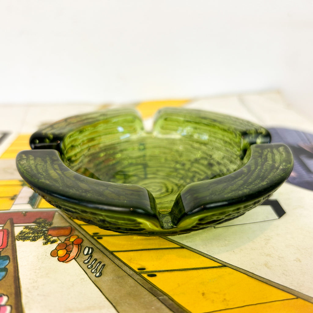 GREEN GLASS ASHTRAY - HEY JUDE WORKSHOP • Vintage furniture & objects Melbourne