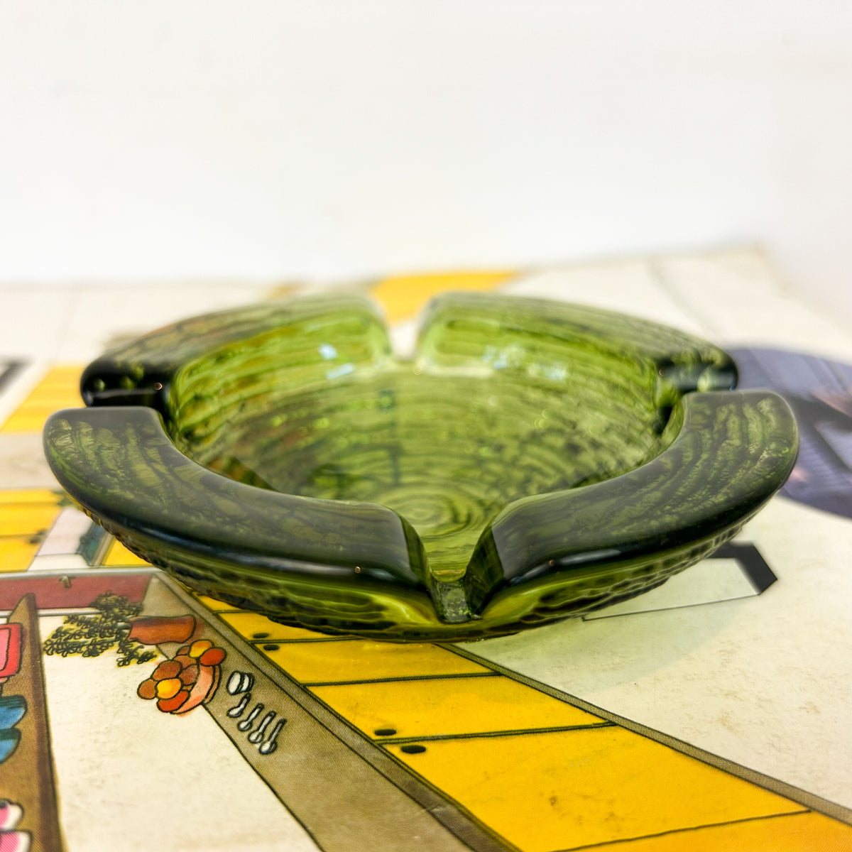 GREEN GLASS ASHTRAY - HEY JUDE WORKSHOP • Vintage furniture & objects Melbourne