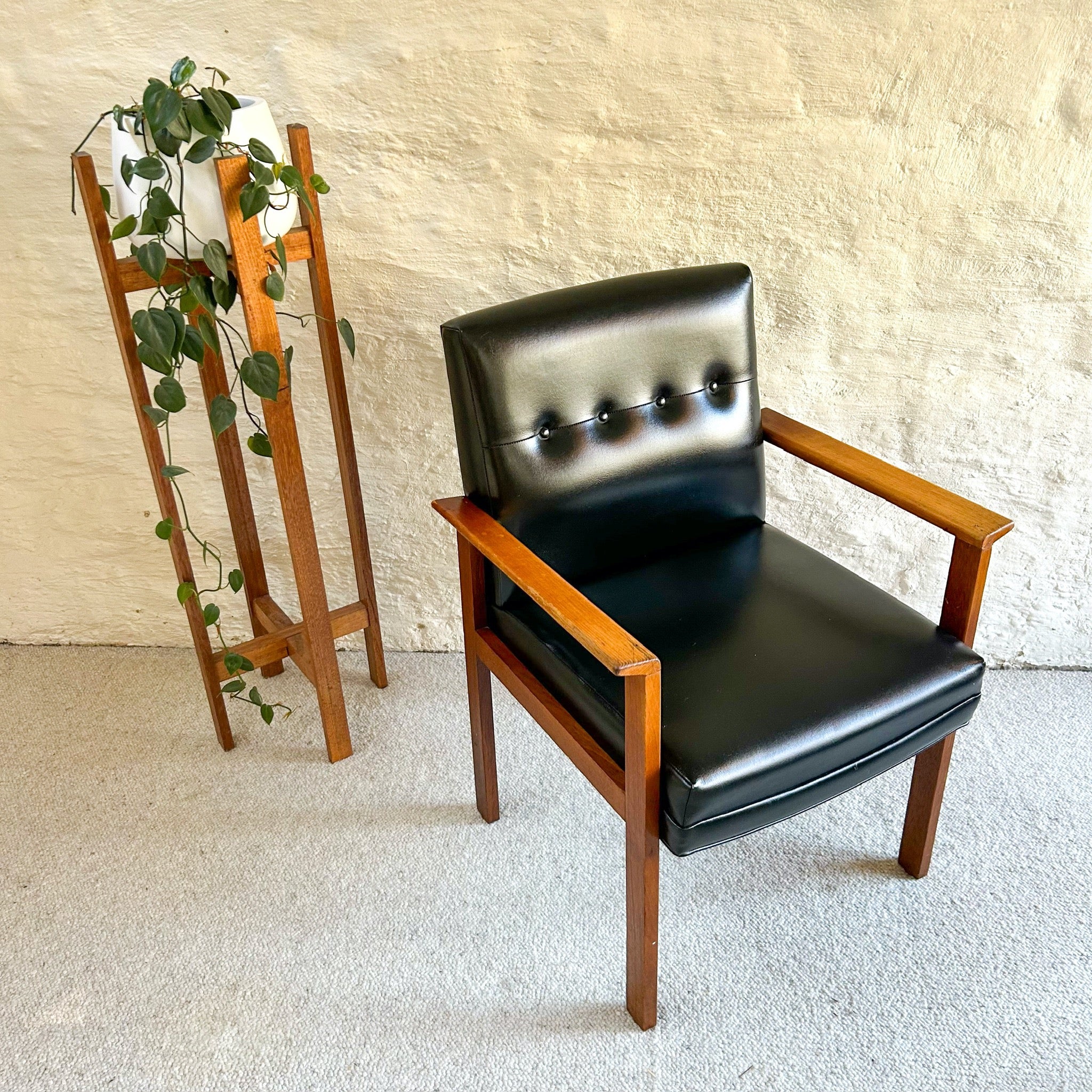 BLACK VINYL CHAIR - HEY JUDE WORKSHOP • Vintage furniture & objects Melbourne