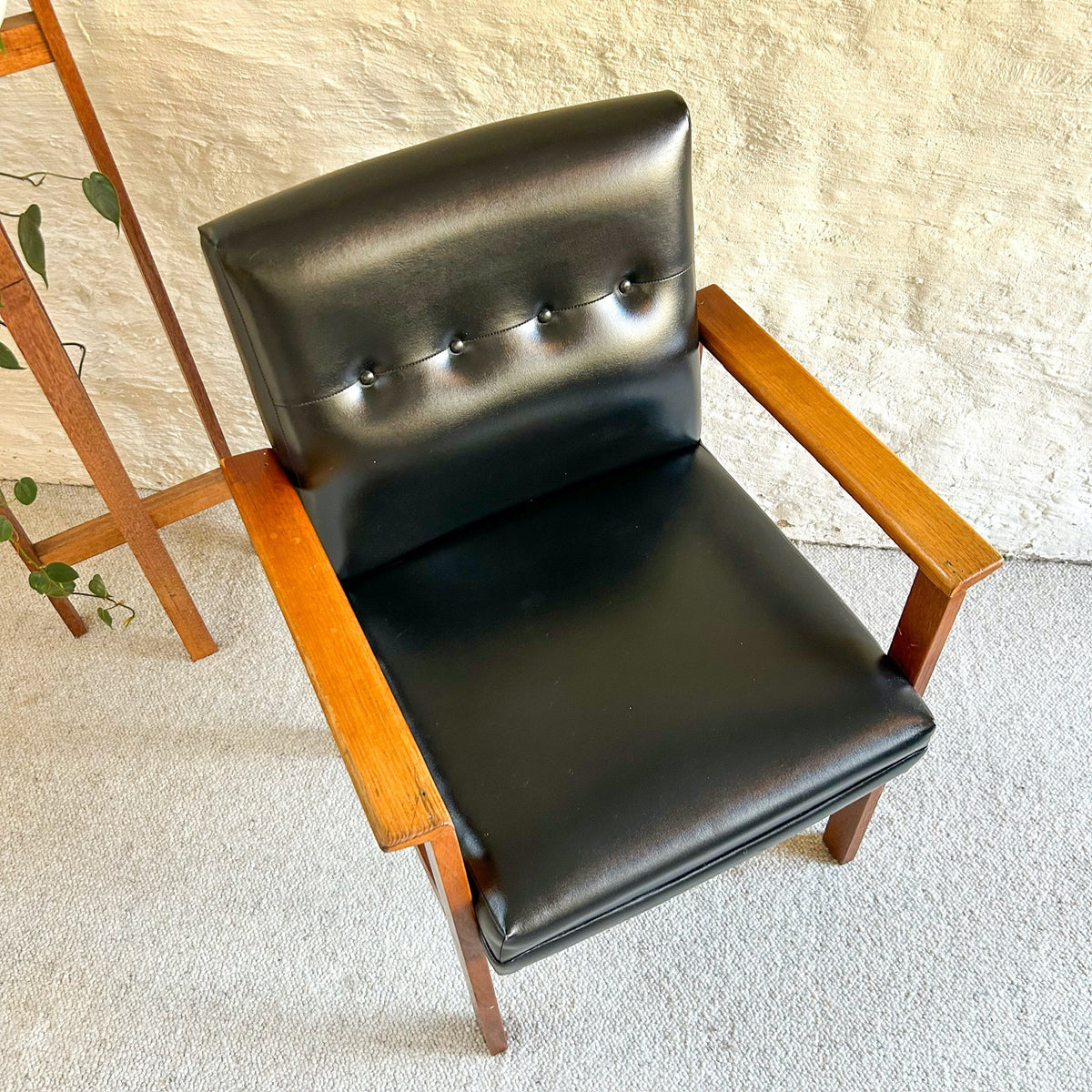 BLACK VINYL CHAIR - HEY JUDE WORKSHOP • Vintage furniture & objects Melbourne