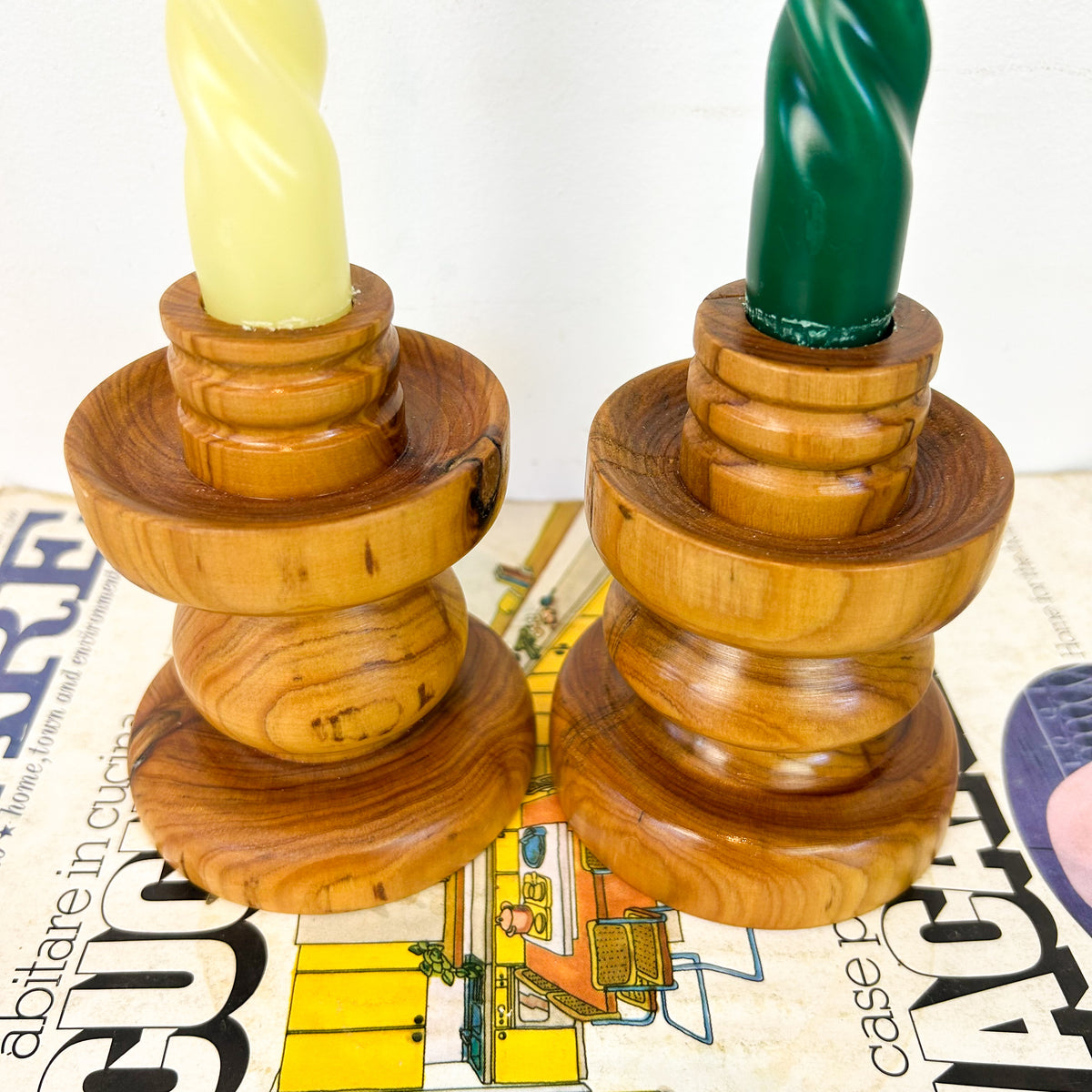 WOODEN CANDLE HOLDERS - HEY JUDE WORKSHOP • Vintage furniture & objects Melbourne