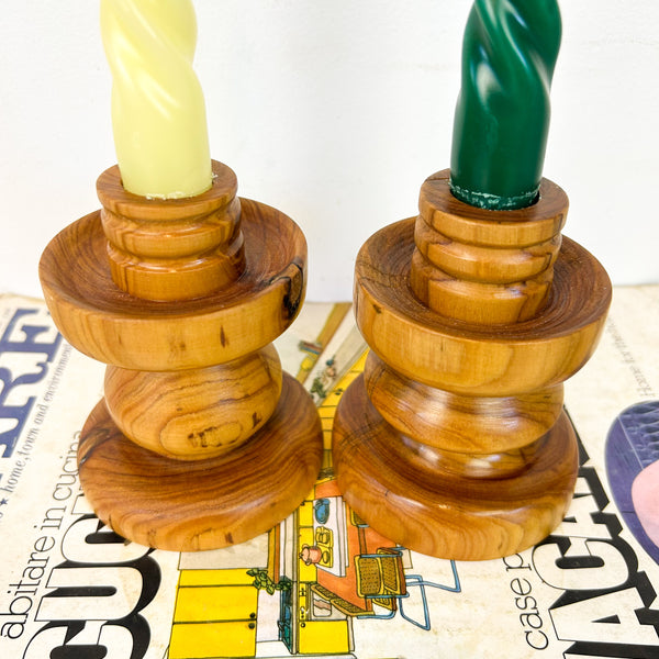 WOODEN CANDLE HOLDERS - HEY JUDE WORKSHOP • Vintage furniture & objects Melbourne